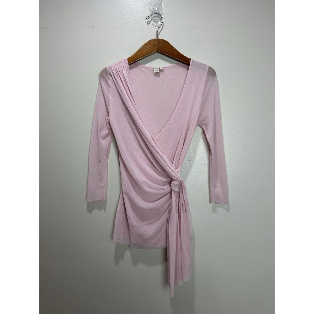 Y2K Sweet Pea Light Pink Mesh Wrap Top Fairy Coquette Size S
